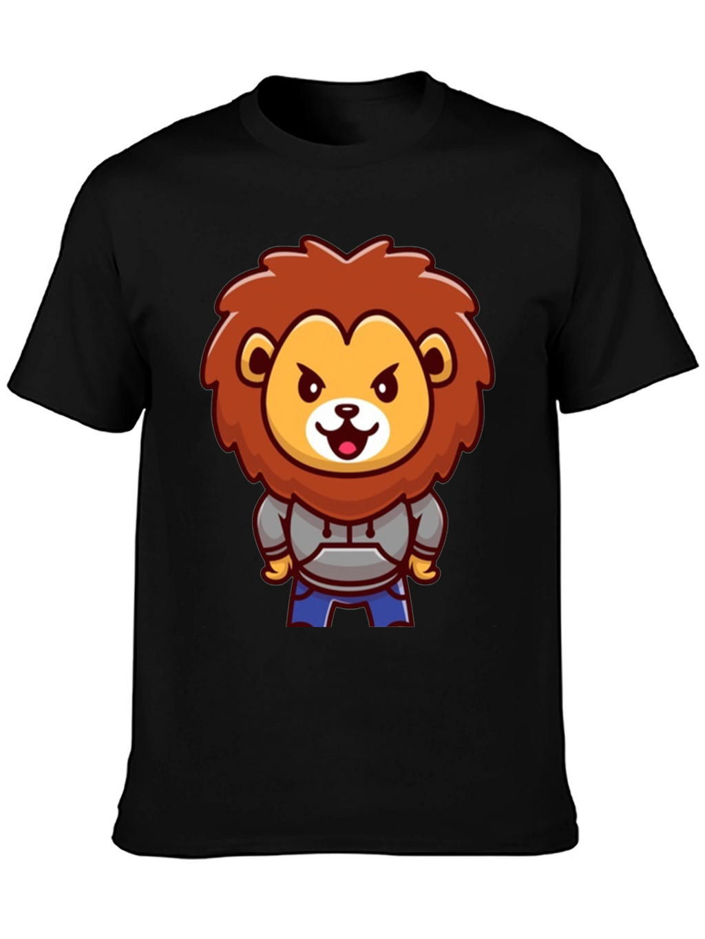 Lion Cartoon Graphic Black T-Shirt