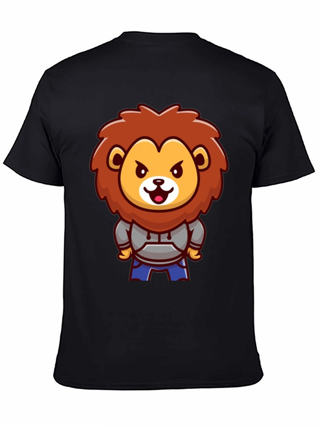 Lion Cartoon Graphic Black T-Shirt