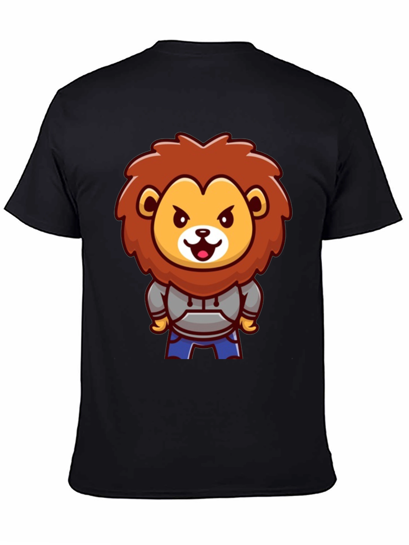 Lion Cartoon Graphic Black T-Shirt