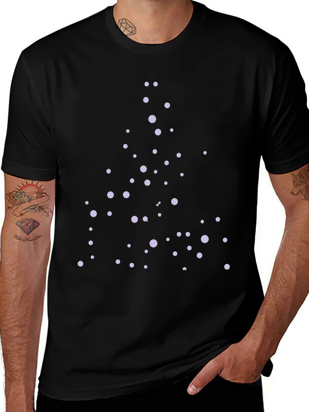 Modern Dotted Design Black T-Shirt
