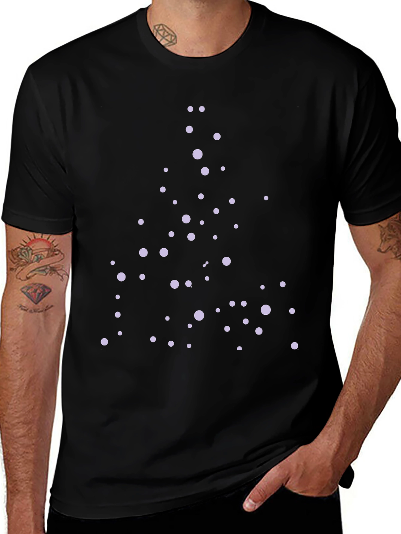 Modern Dotted Design Black T-Shirt