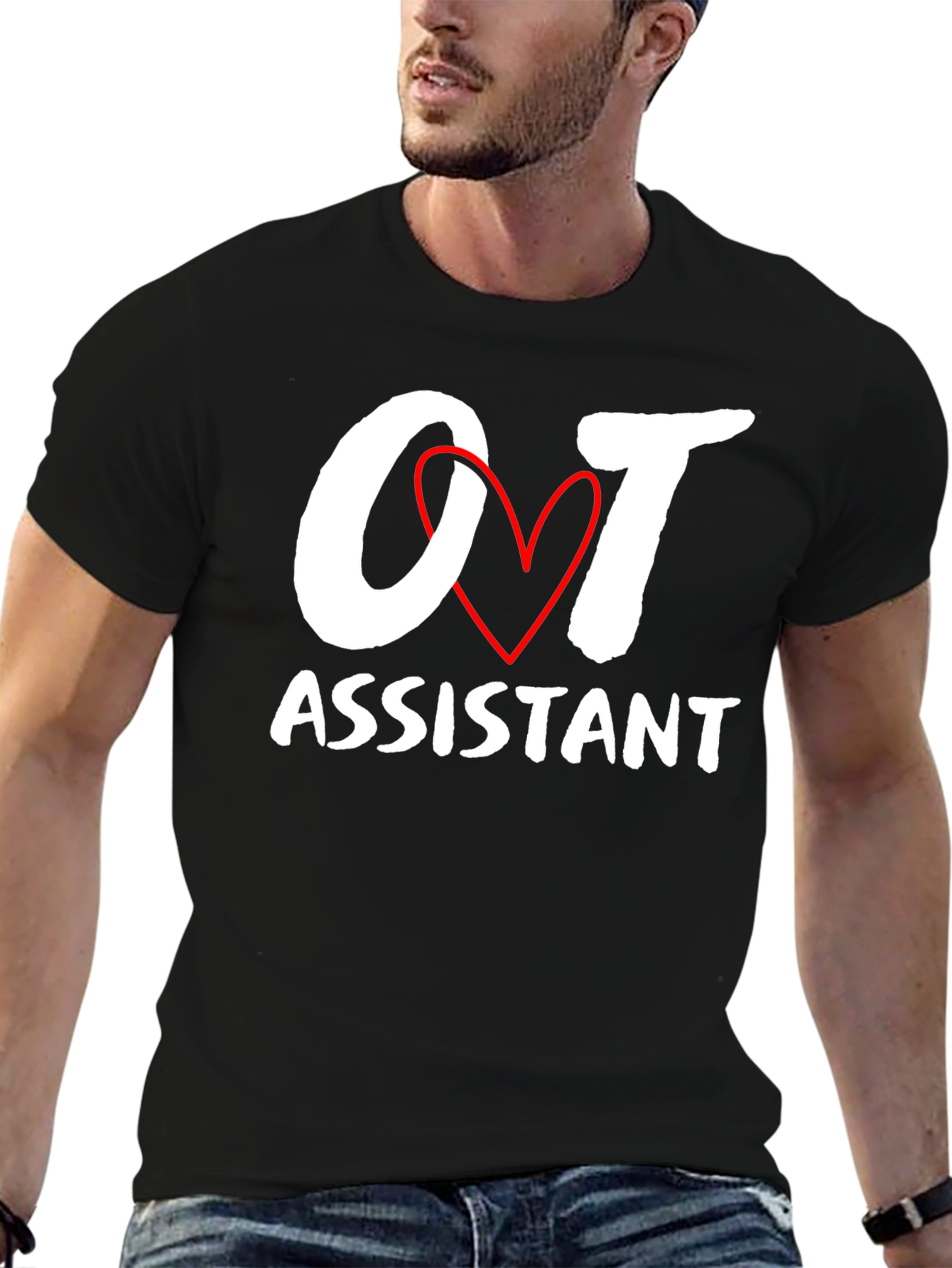 OT Assistant Heart Graphic Black Tee
