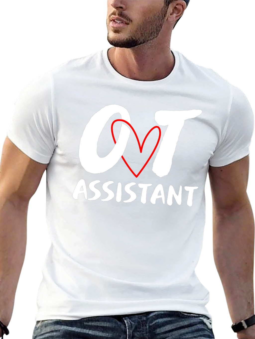 OT Assistant Heart Graphic Black Tee