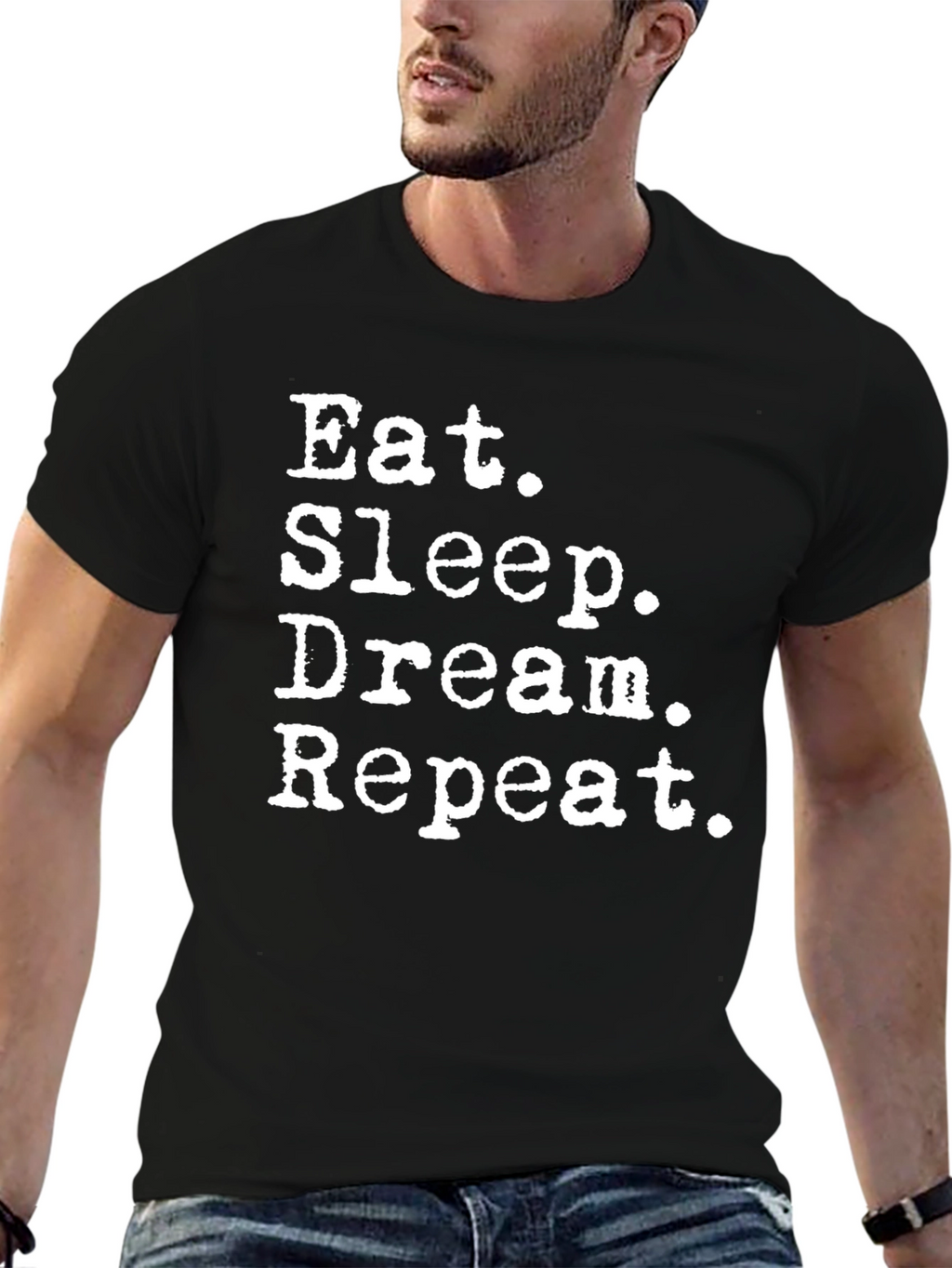 Eat Sleep Dream Repeat Black Graphic Tee