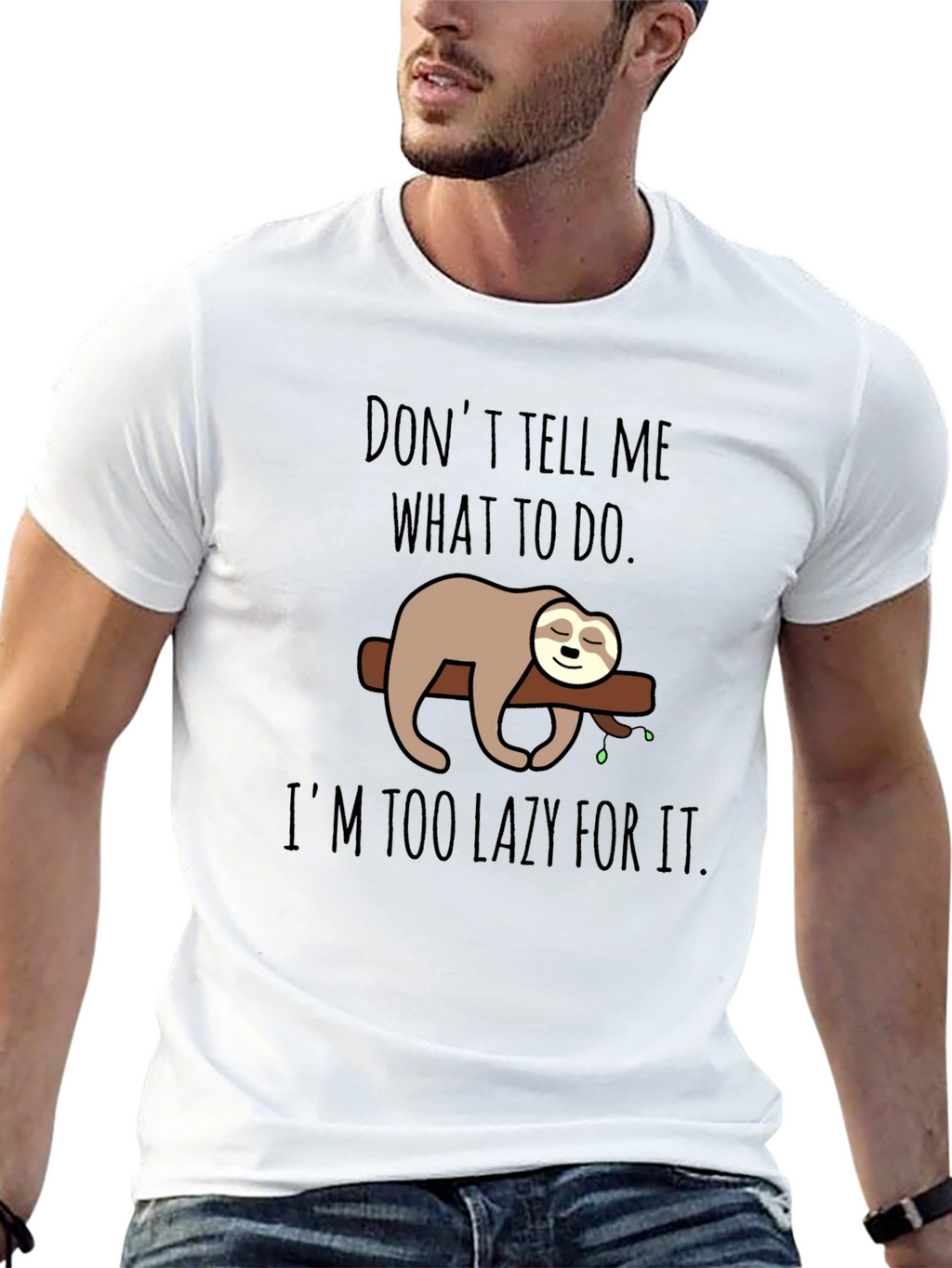 Lazy Sloth Graphic T-Shirt - Funny Relaxed Tee
