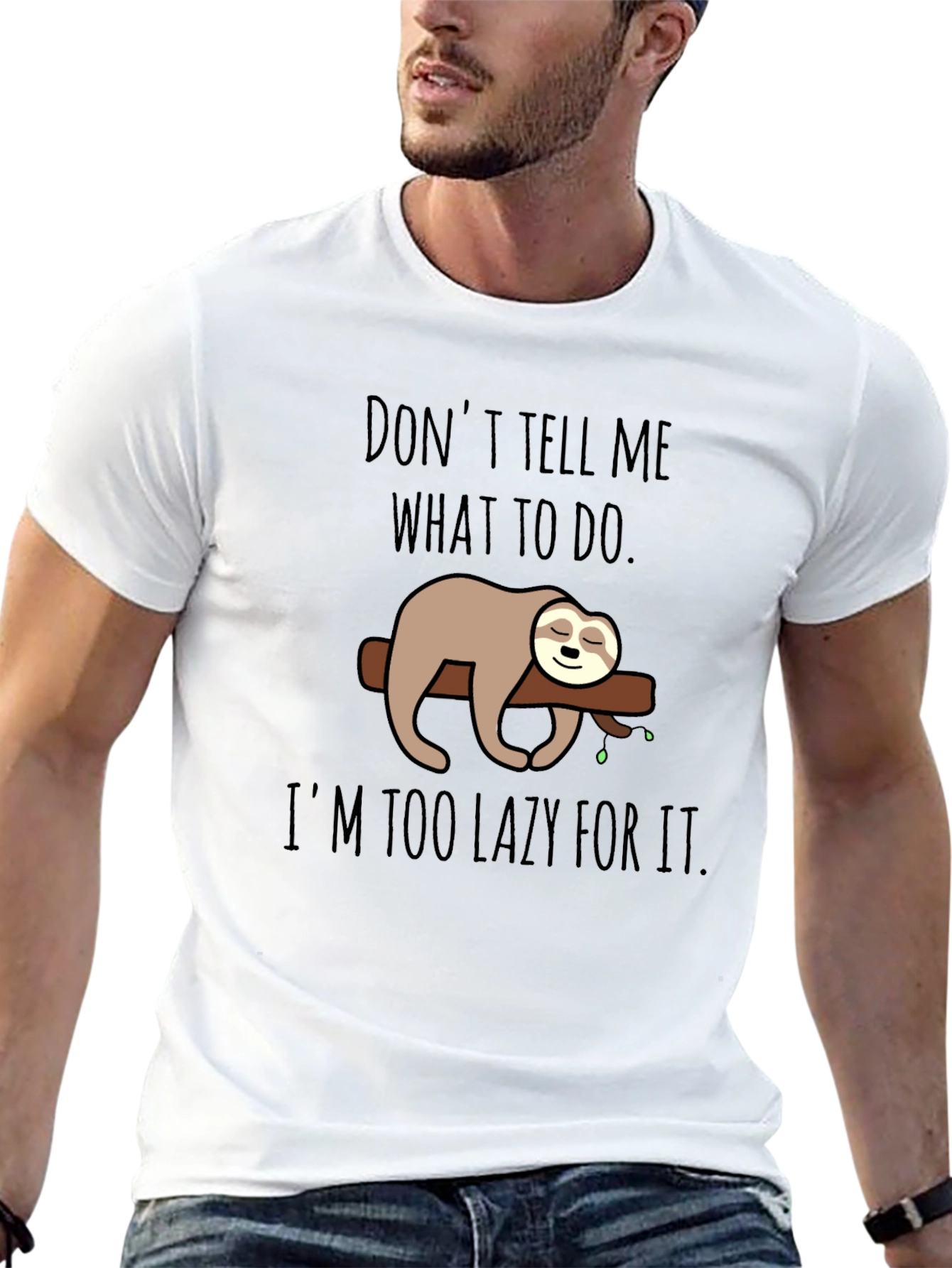 Lazy Sloth Graphic T-Shirt - Funny Relaxed Tee