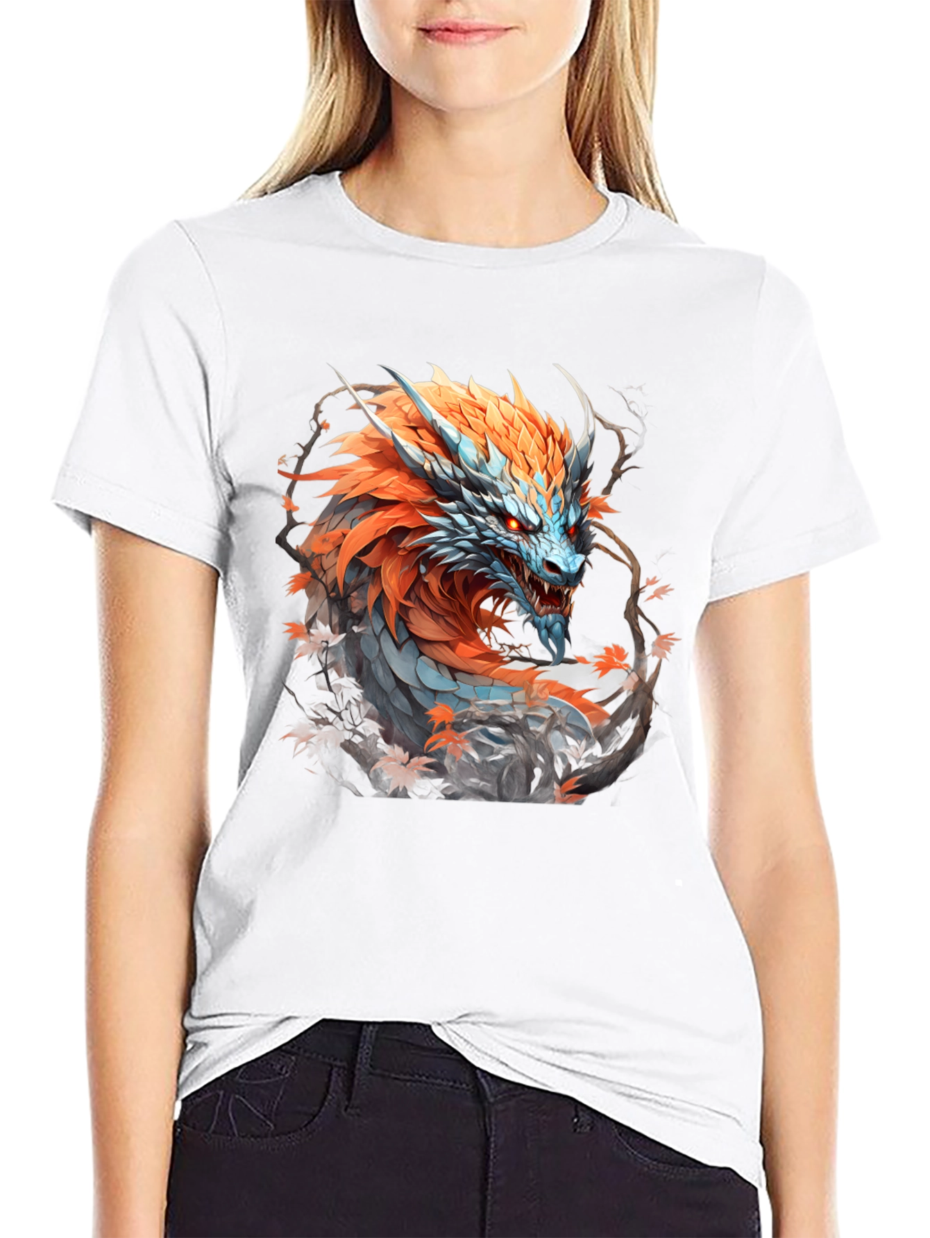 Fiery Dragon Graphic Tee - Fantasy Style
