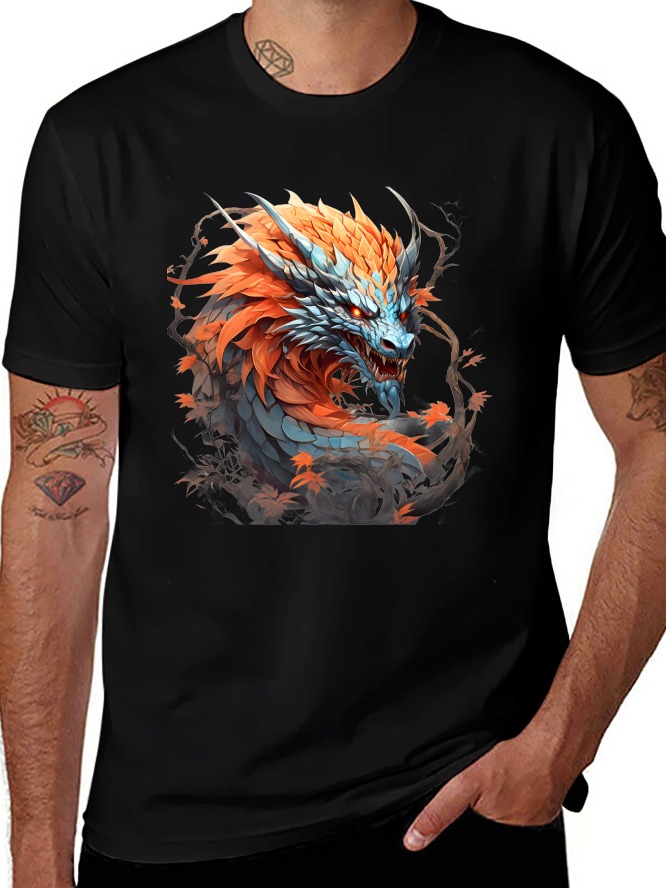 Fiery Dragon Graphic Tee - Fantasy Style