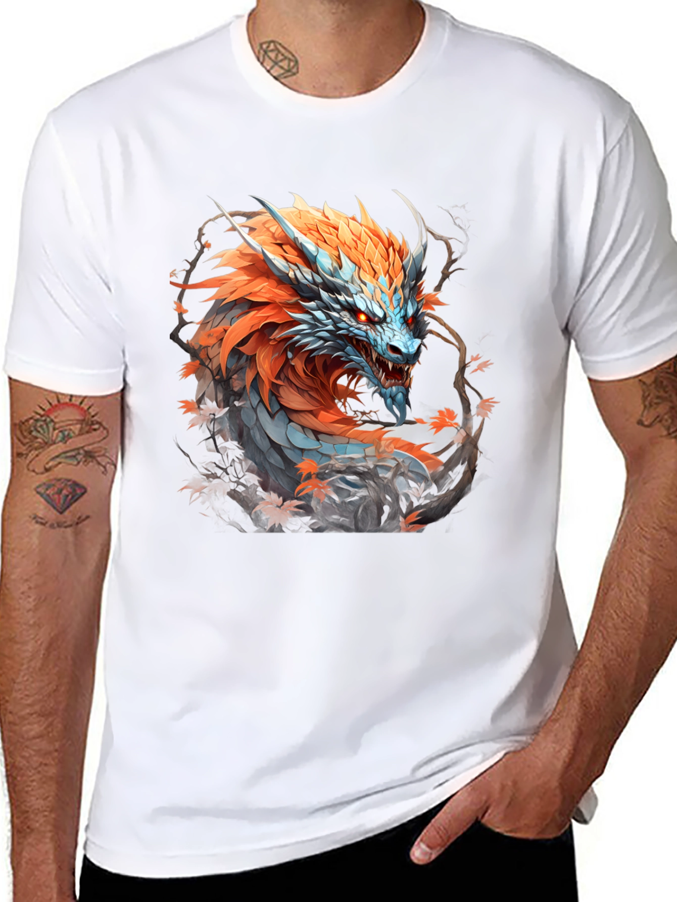 Fiery Dragon Graphic Tee - Fantasy Style