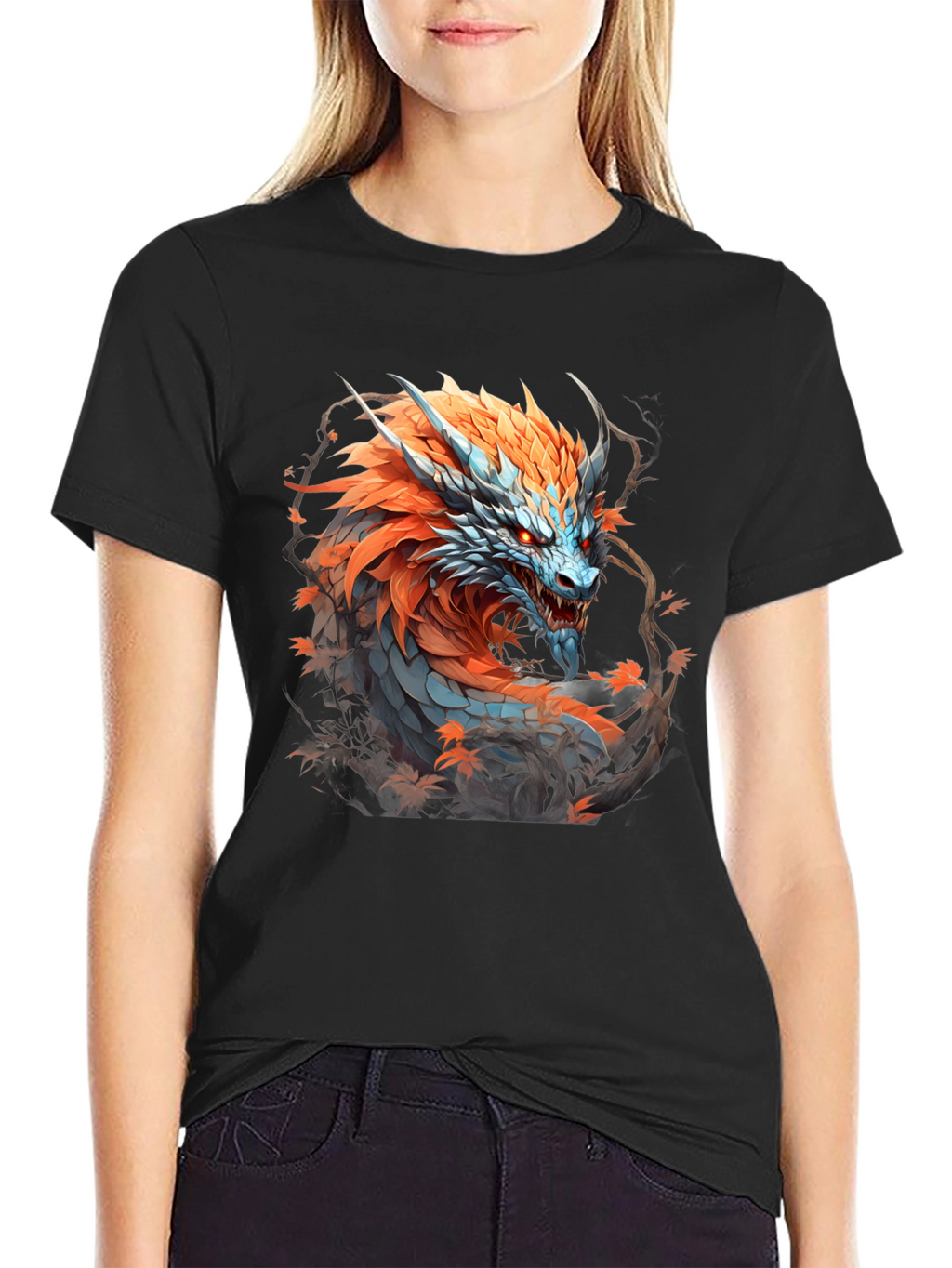 Fiery Dragon Graphic Tee - Fantasy Style