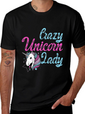 Crazy Unicorn Lady T-Shirt - Black