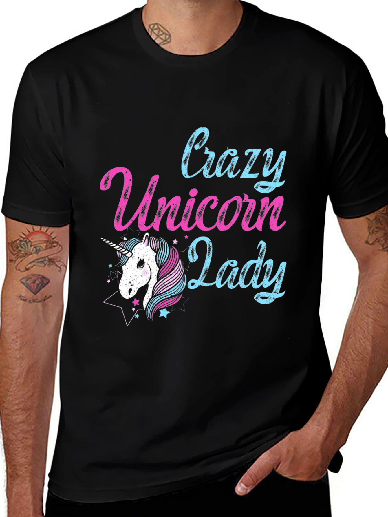 Crazy Unicorn Lady T-Shirt - Black