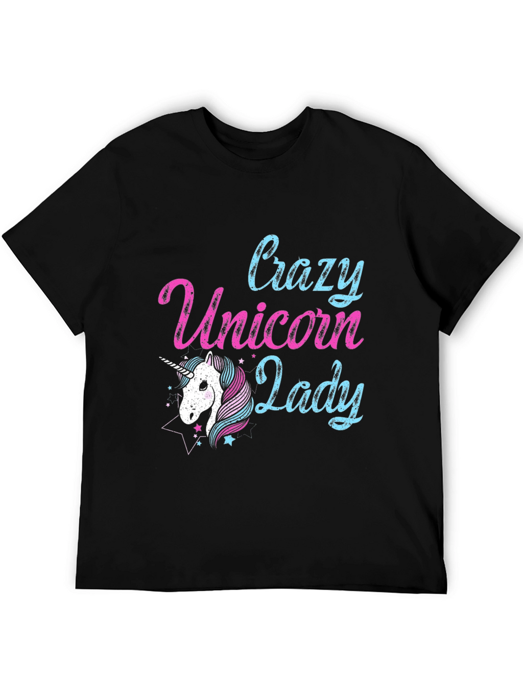 Crazy Unicorn Lady T-Shirt - Black
