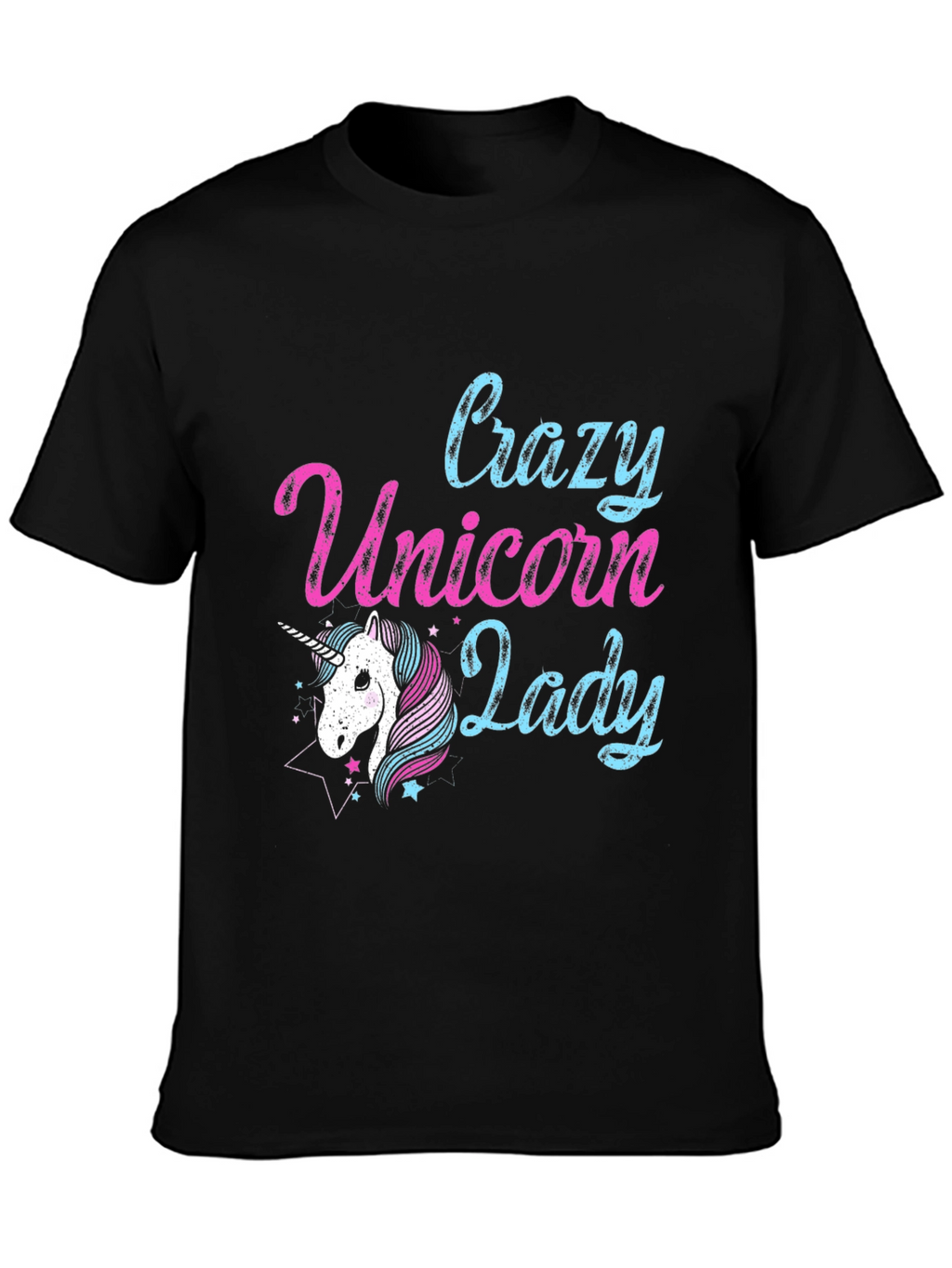 Crazy Unicorn Lady T-Shirt - Black