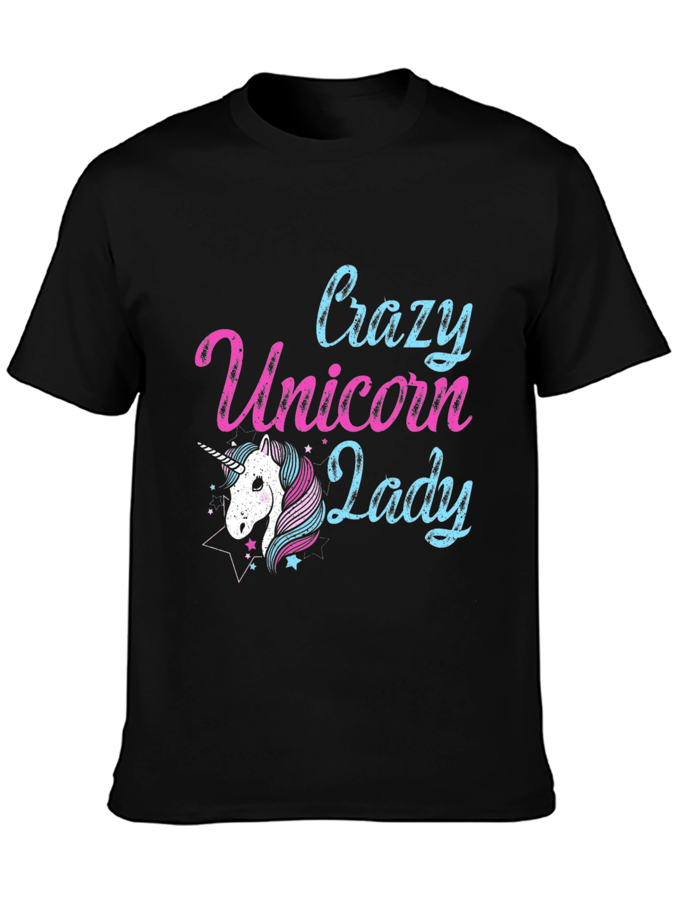 Crazy Unicorn Lady T-Shirt - Black