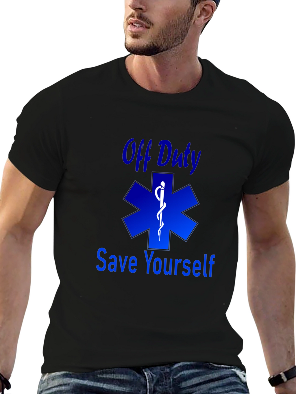 Off Duty Save Yourself Black Graphic T-Shirt