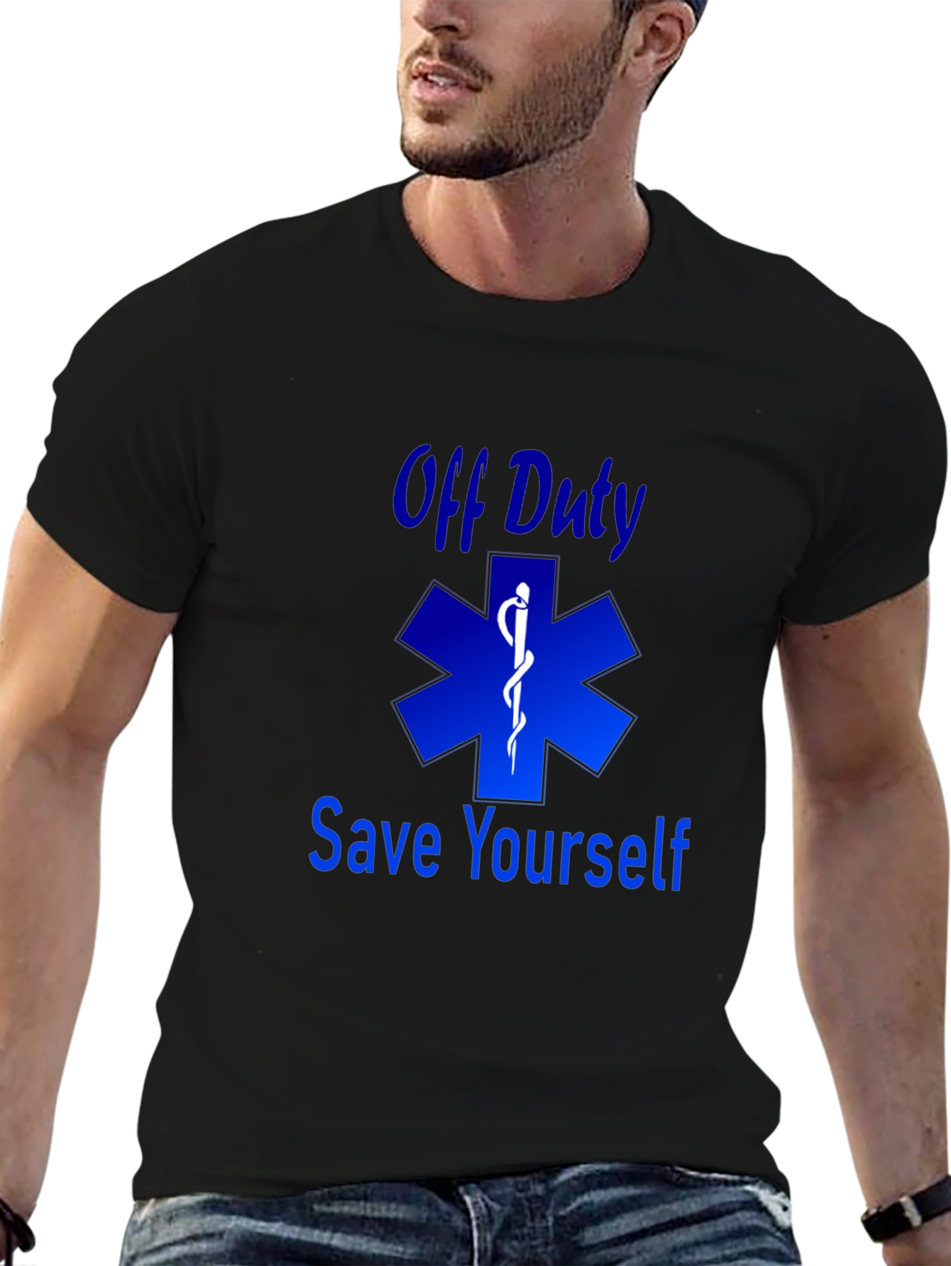 Off Duty Save Yourself Black Graphic T-Shirt