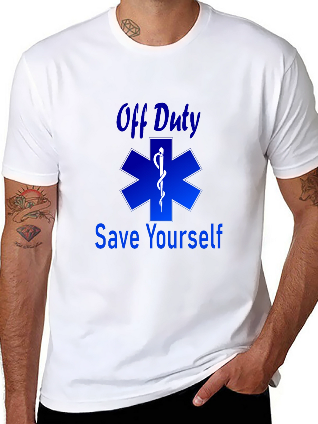Off Duty Save Yourself Black Graphic T-Shirt