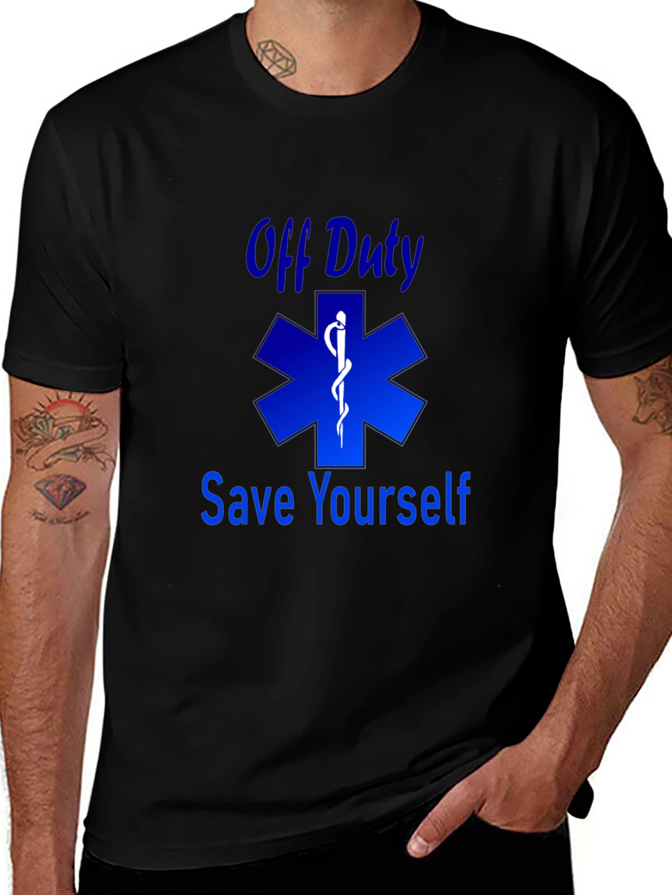 Off Duty Save Yourself Black Graphic T-Shirt