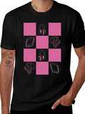 Checkered Pink & Black Graphic Tee