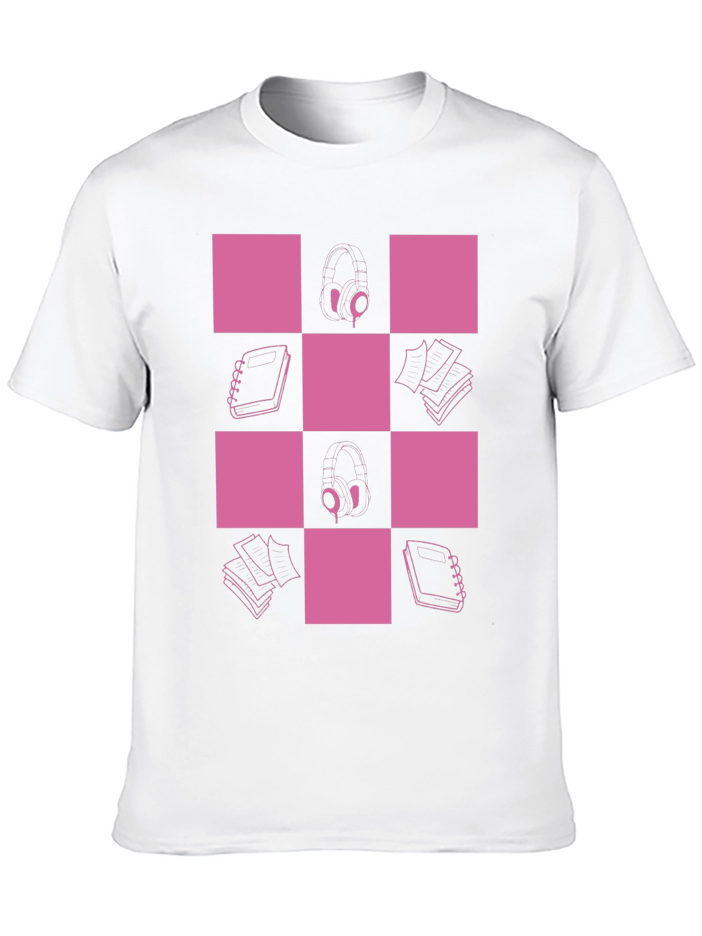 Checkered Pink & Black Graphic Tee