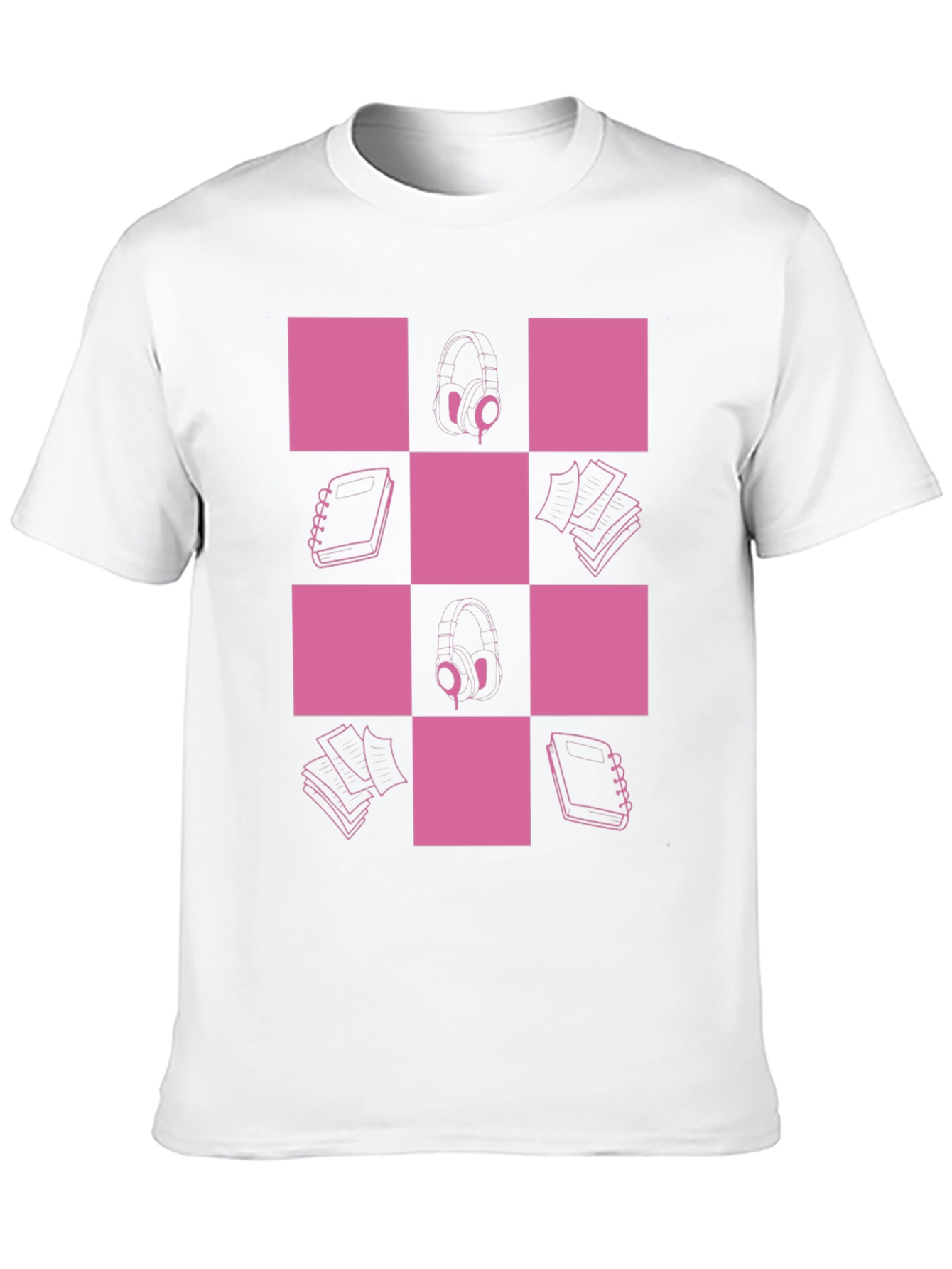 Checkered Pink & Black Graphic Tee