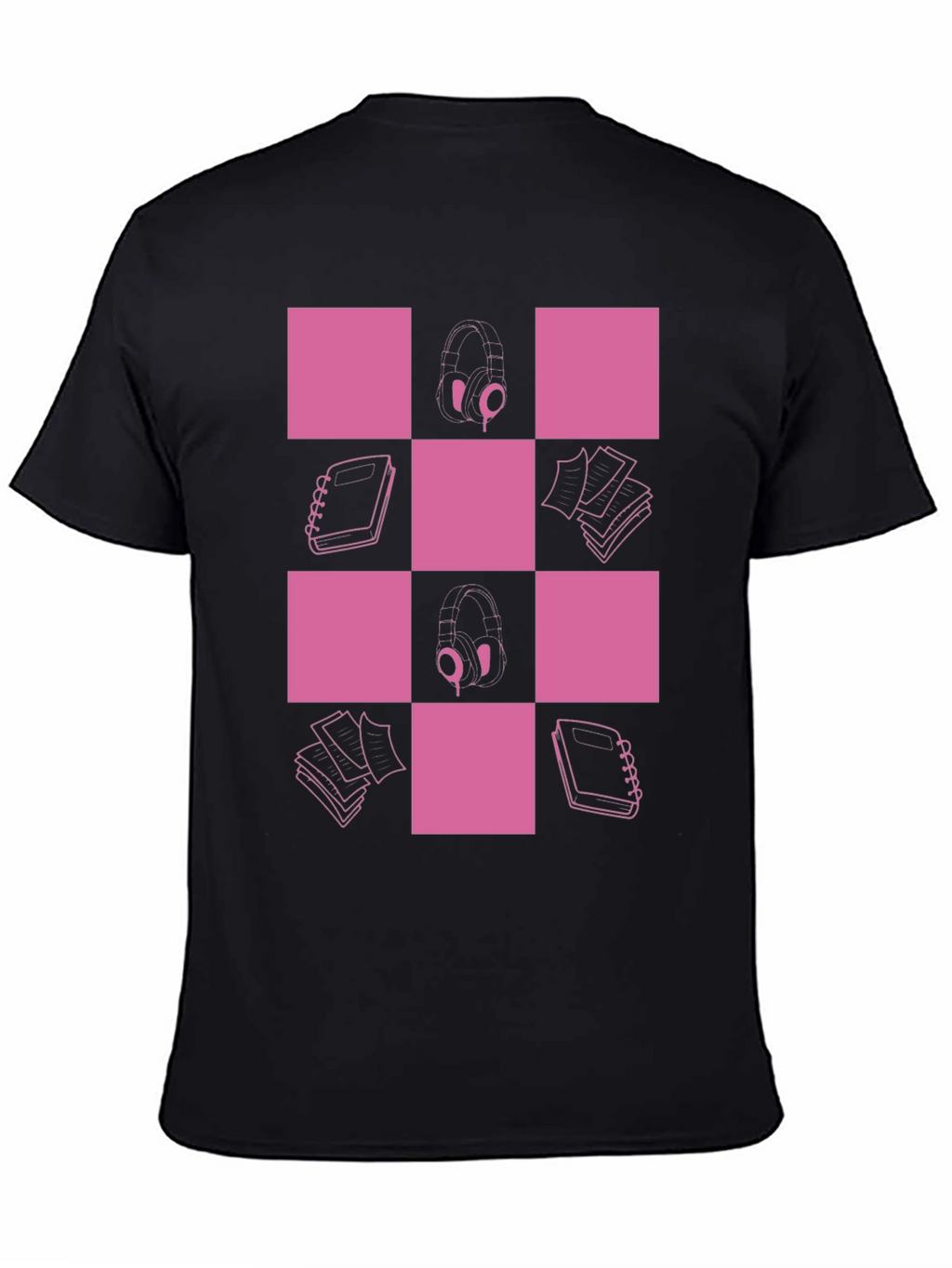Checkered Pink & Black Graphic Tee