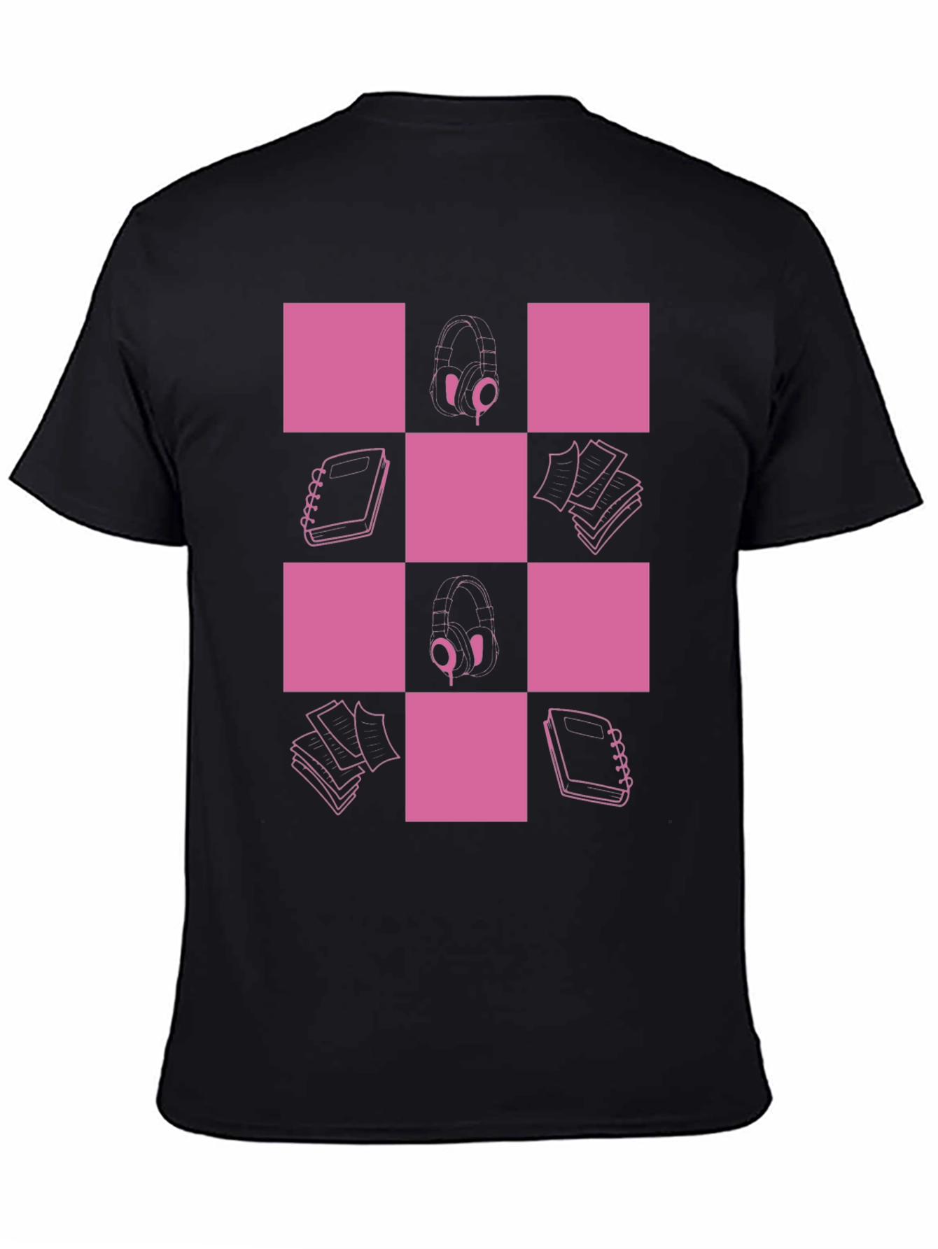 Checkered Pink & Black Graphic Tee