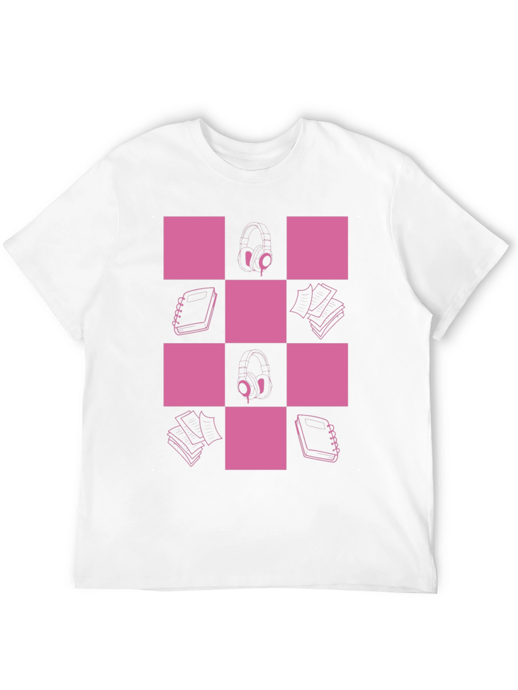 Checkered Pink & Black Graphic Tee