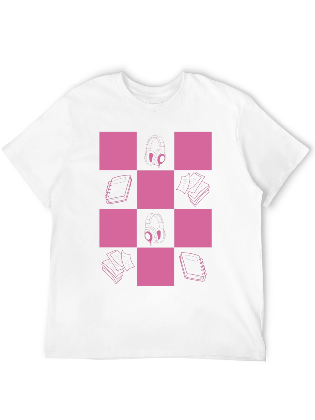 Checkered Pink & Black Graphic Tee
