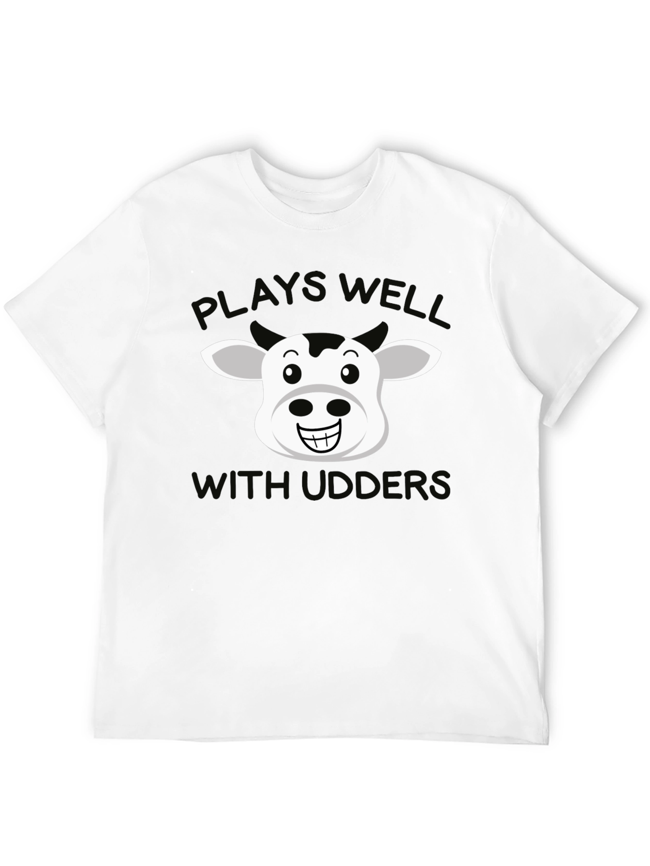 Plays Well With Udders T-Shirt - Funny Cow Tee