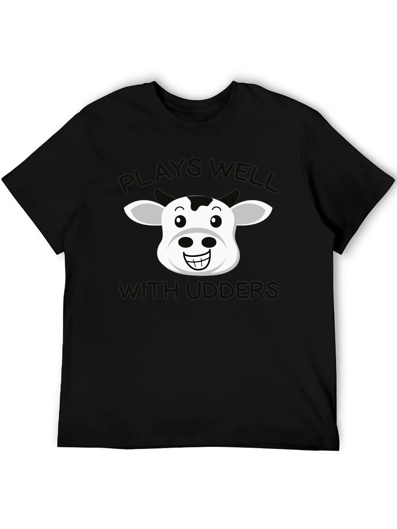 Plays Well With Udders T-Shirt - Funny Cow Tee