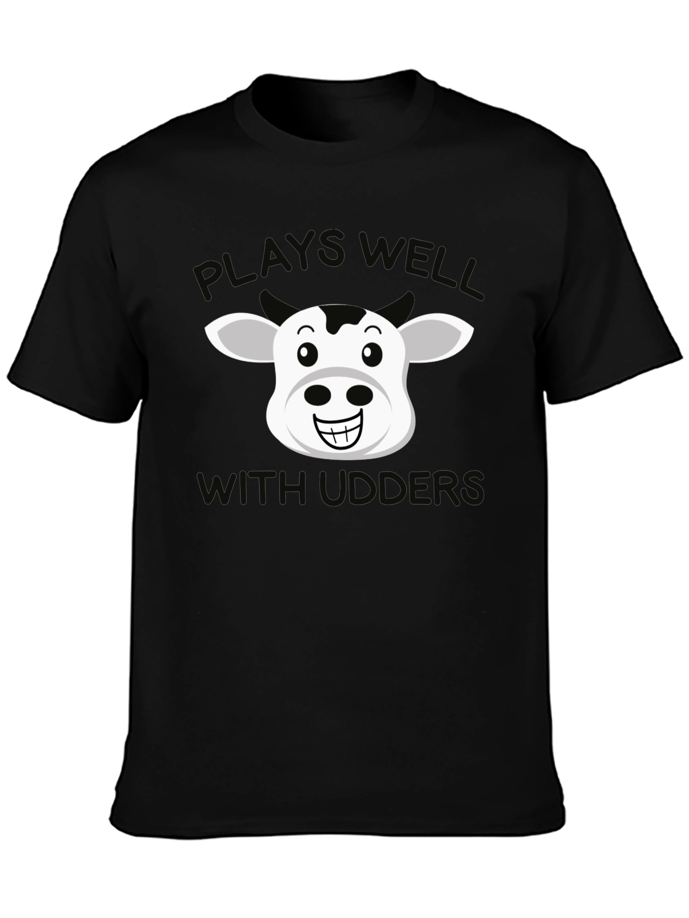 Plays Well With Udders T-Shirt - Funny Cow Tee