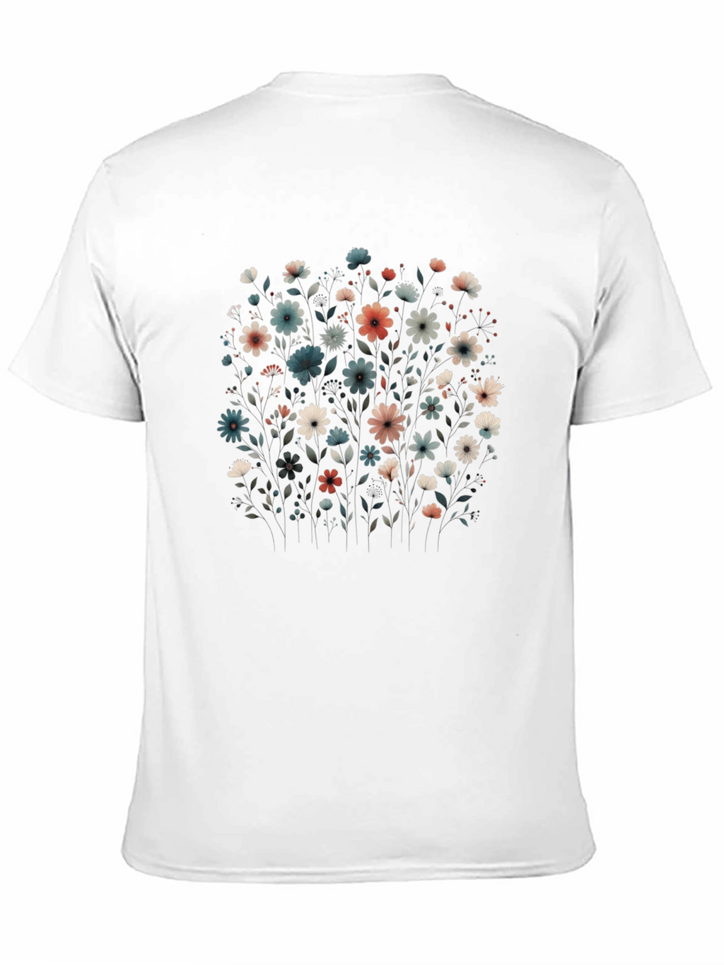 Floral Print Black T-Shirt - Unisex