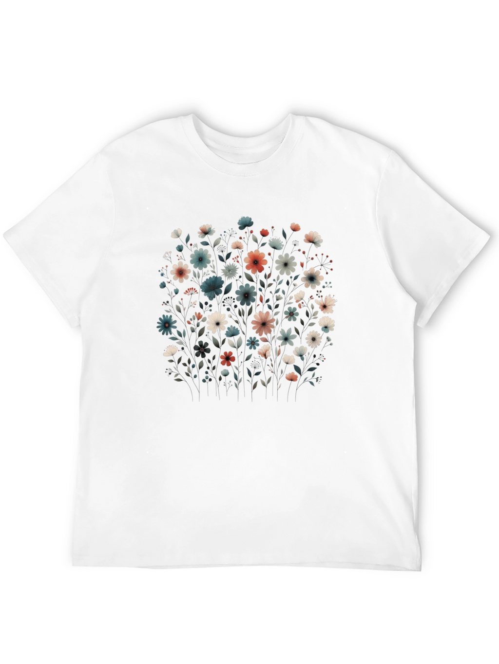 Floral Print Black T-Shirt - Unisex