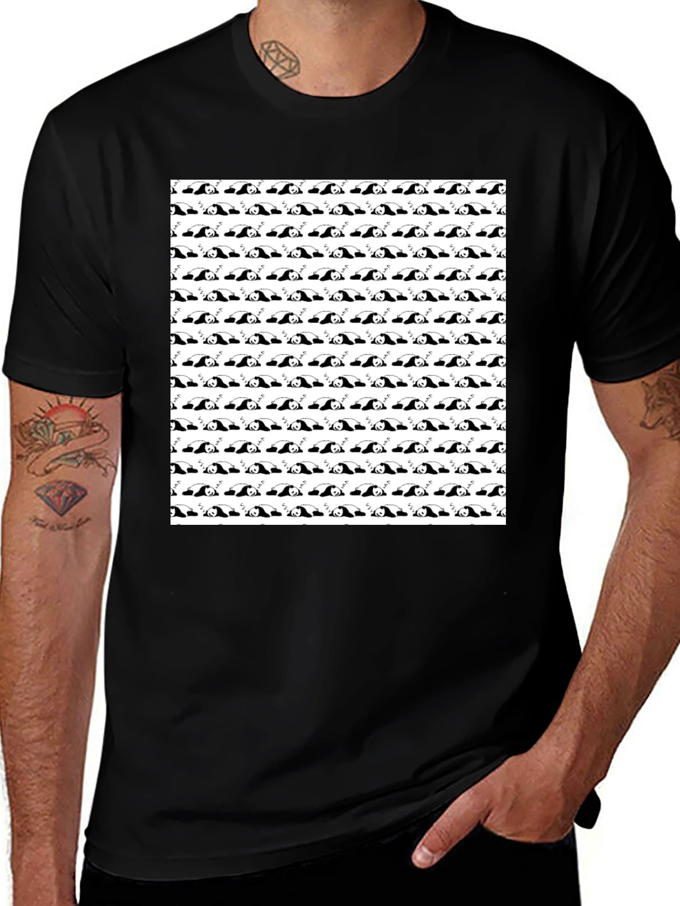 Panda Patterned Graphic Tee - Soft Cotton Casual Shirt