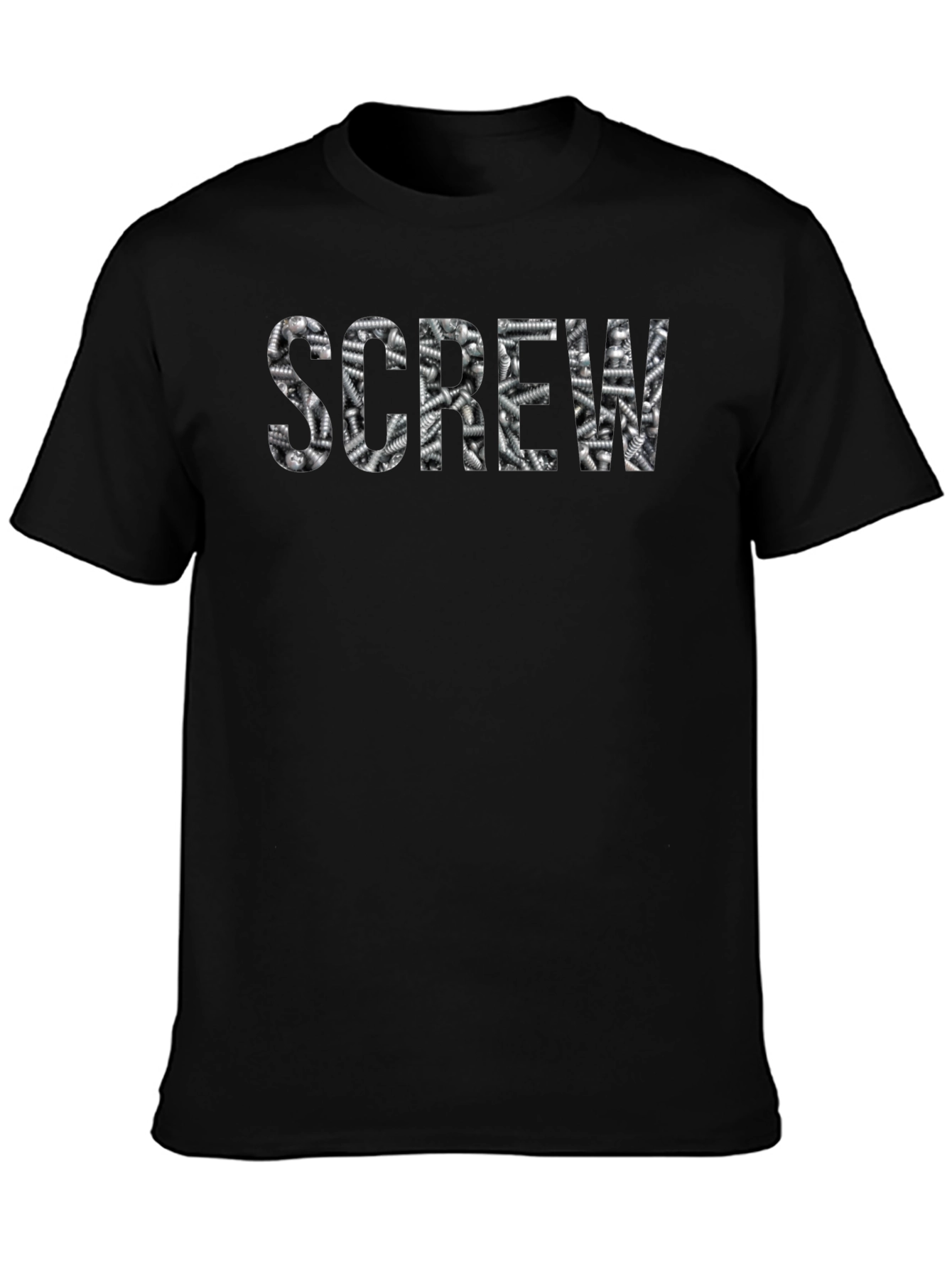 Screws Graphic Print Black T-Shirt