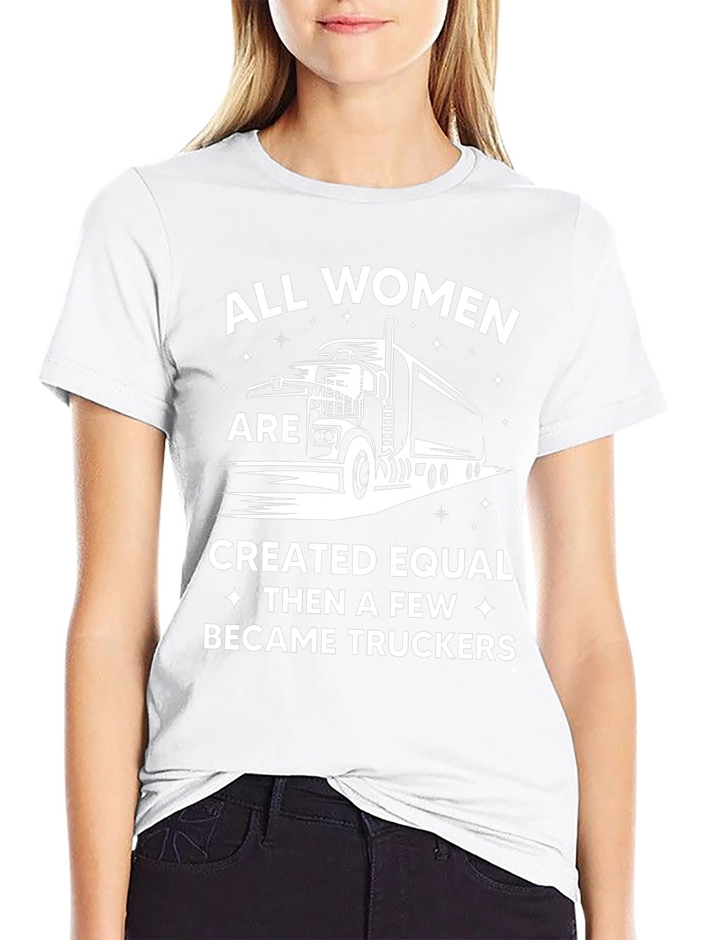Women Truckers T-Shirt Black Crewneck Tee