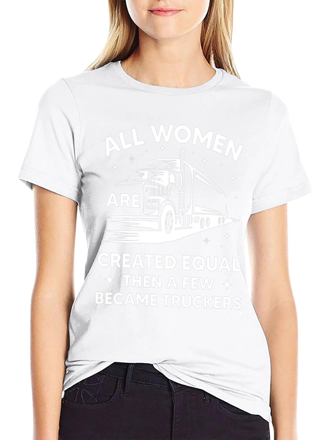 Women Truckers T-Shirt Black Crewneck Tee