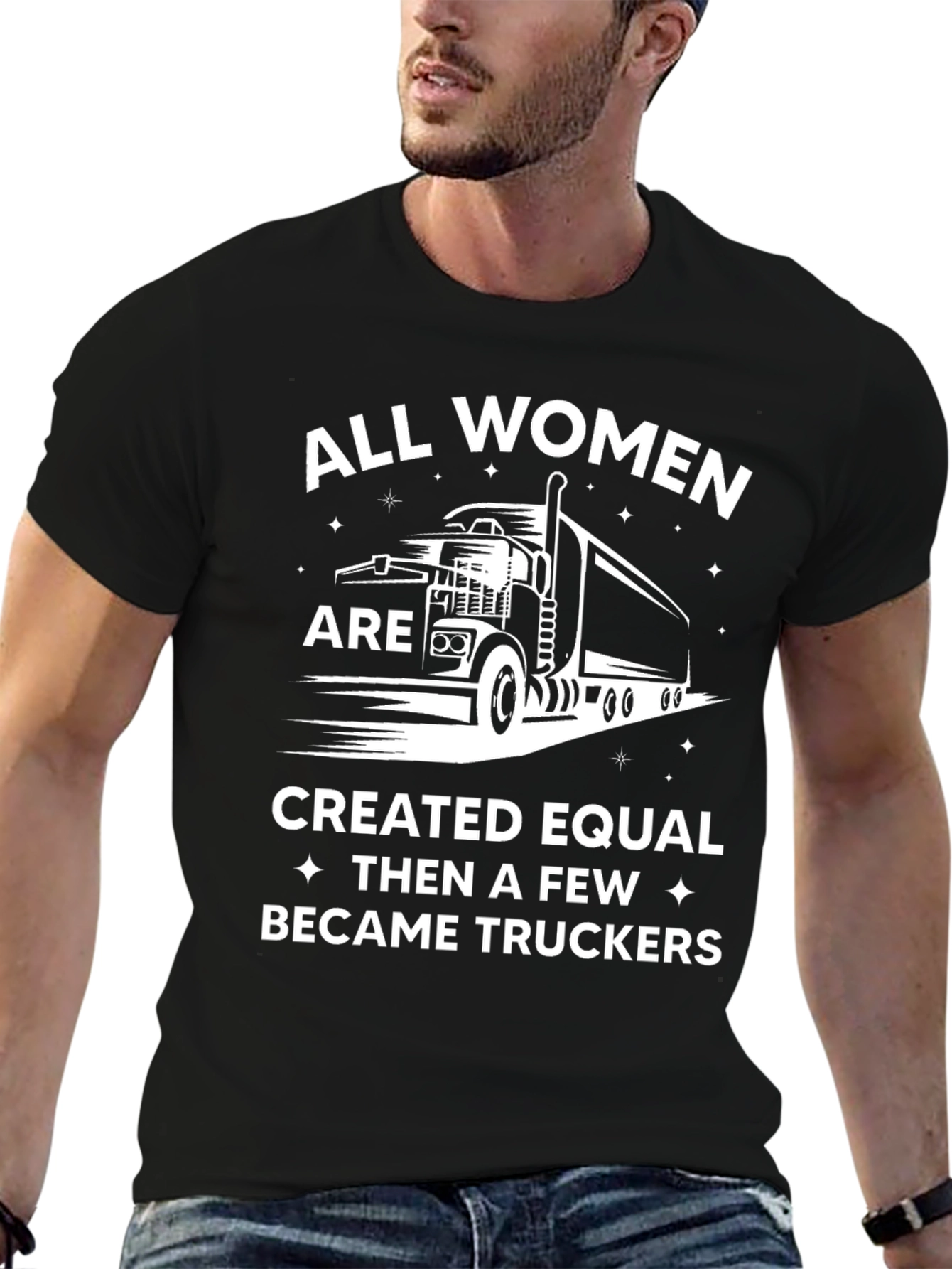 Women Truckers T-Shirt Black Crewneck Tee