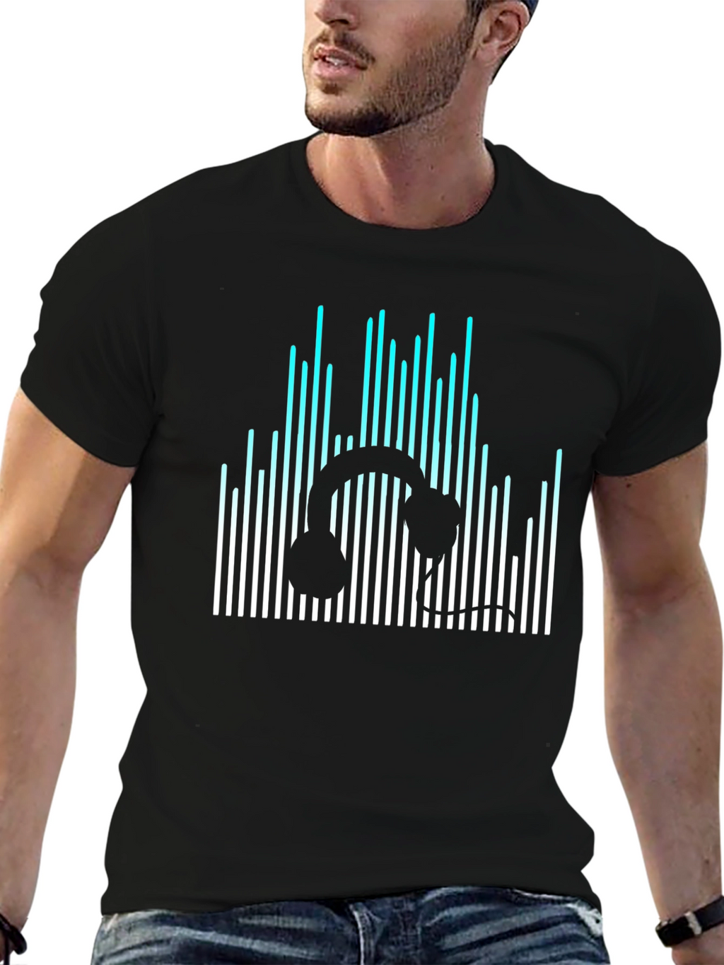 Headphone Equalizer Black T-Shirt