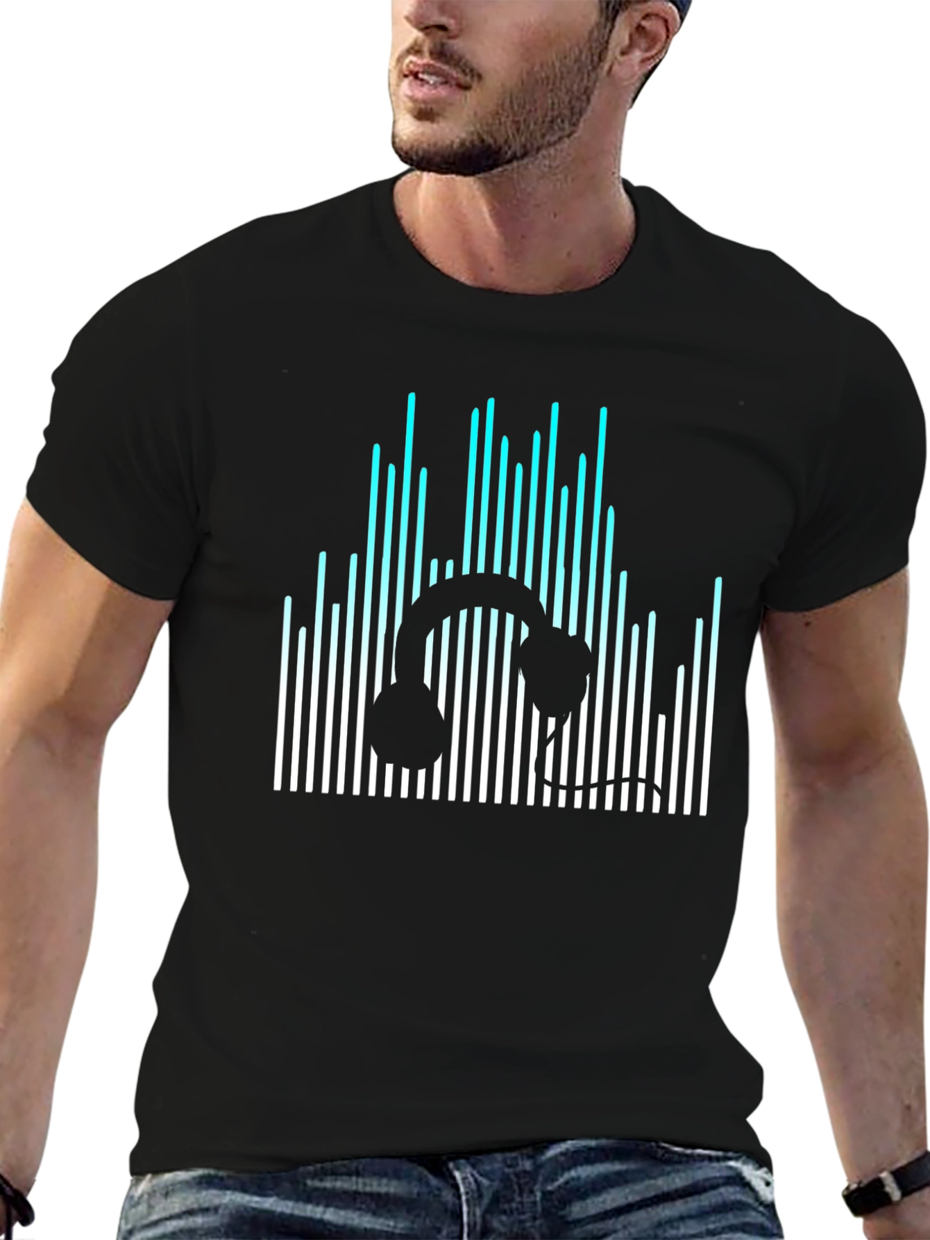 Headphone Equalizer Black T-Shirt