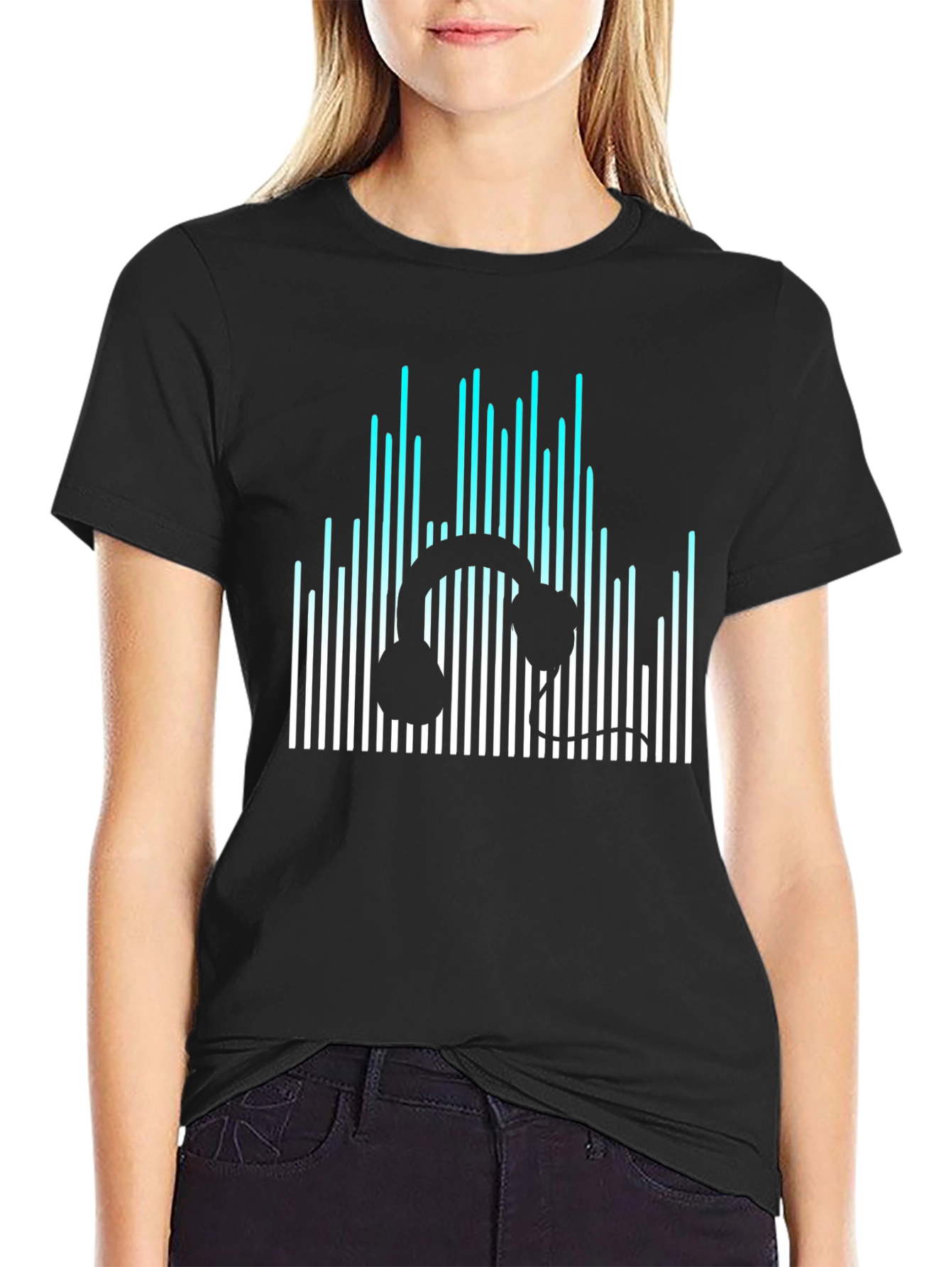 Headphone Equalizer Black T-Shirt