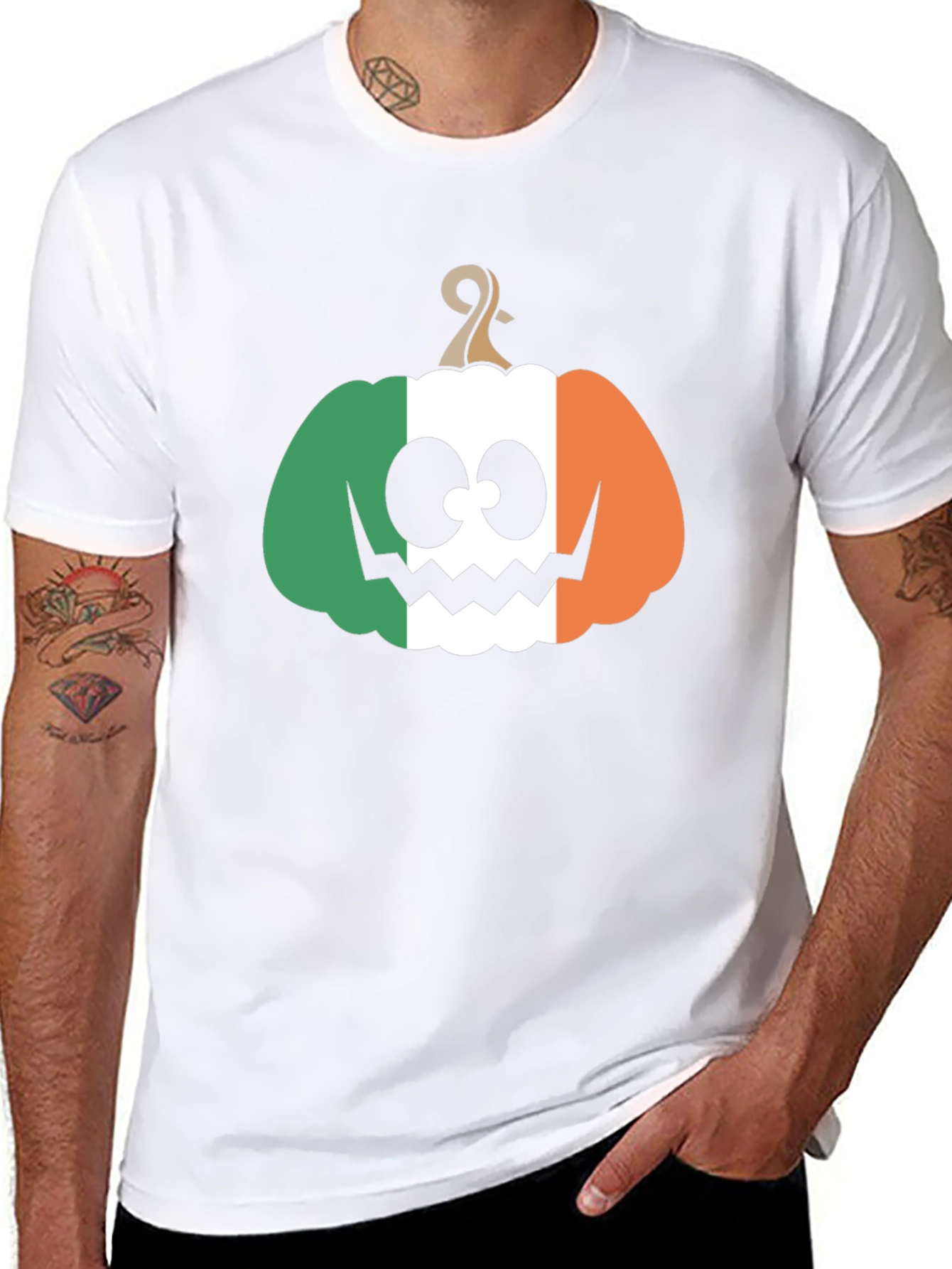 Irish Flag Pumpkin Halloween T-Shirt