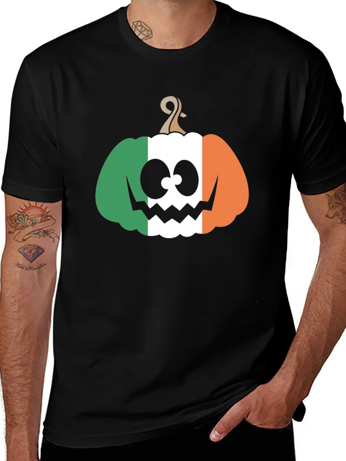 Irish Flag Pumpkin Halloween T-Shirt