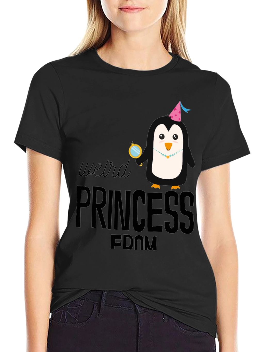 Weird Princess Penguin Graphic T-Shirt