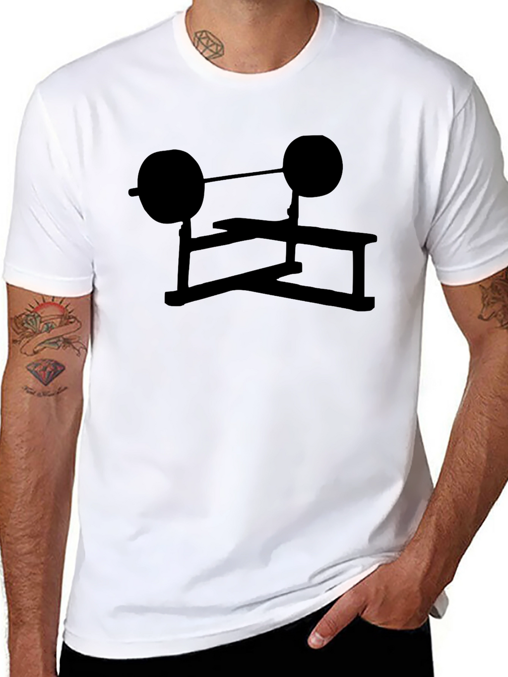 Black Weightlifting Bench Press Graphic Tee