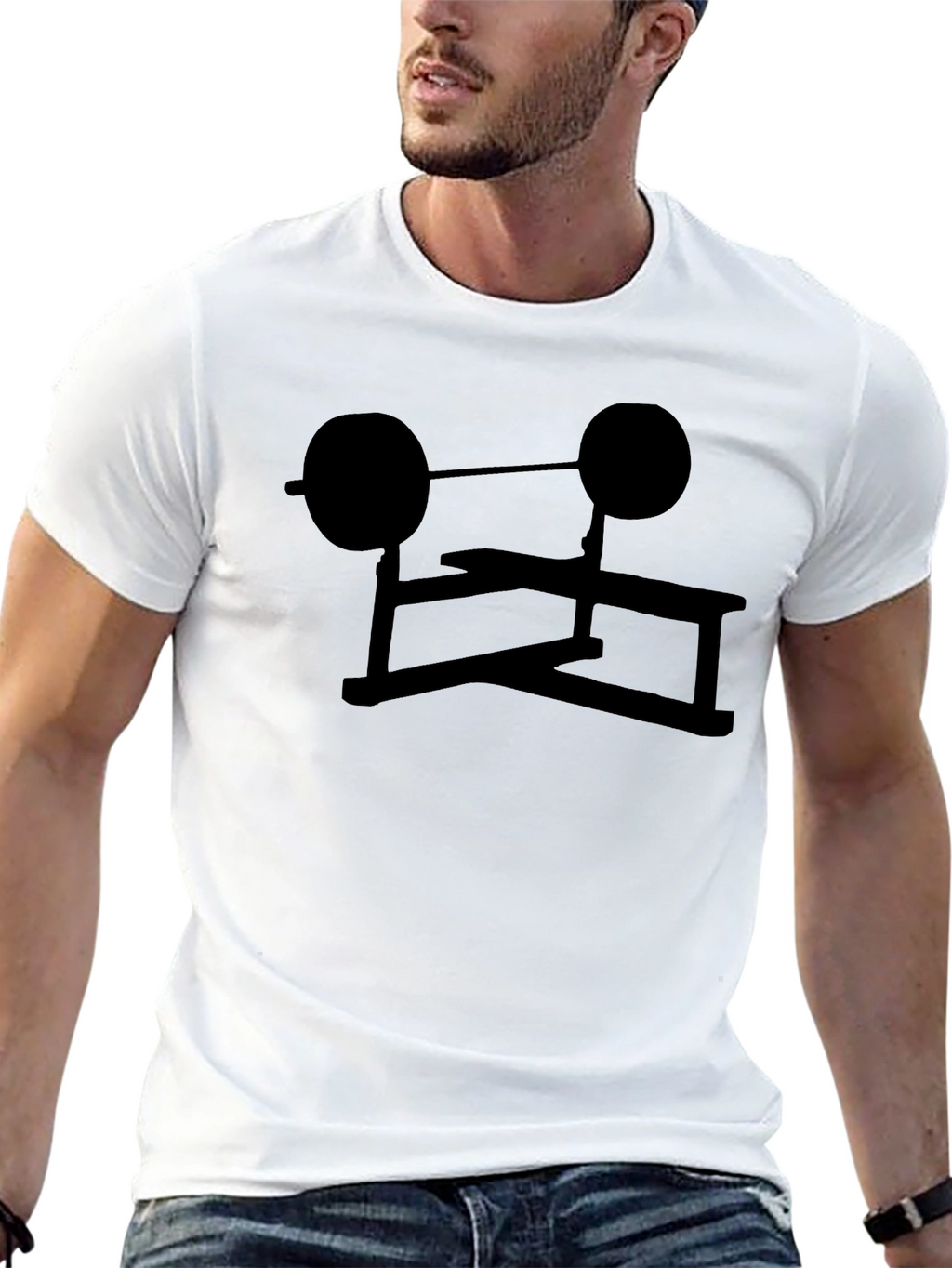 Black Weightlifting Bench Press Graphic Tee