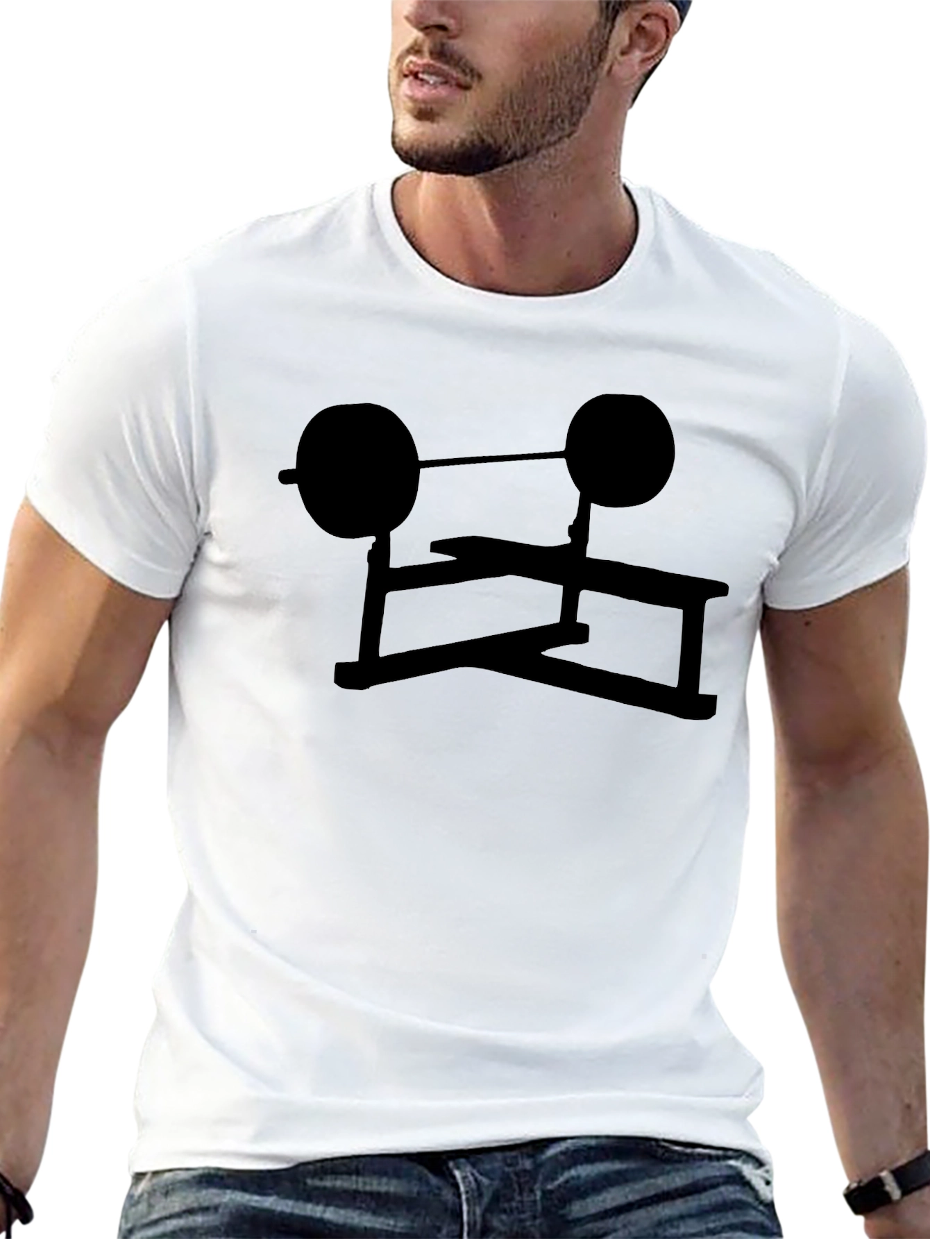 Black Weightlifting Bench Press Graphic Tee