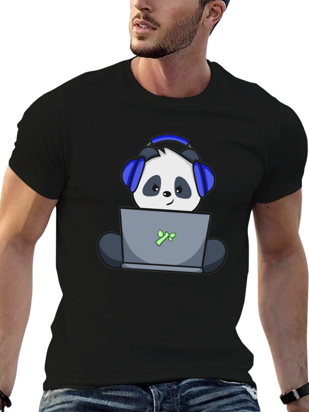 Gamer Panda T-Shirt - Black Cotton Tee